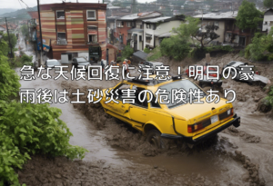 急な天候回復に注意！明日の豪雨後は土砂災害の危険性あり