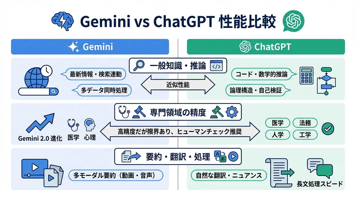 GeminiとChatGPTの精度・性能の比較