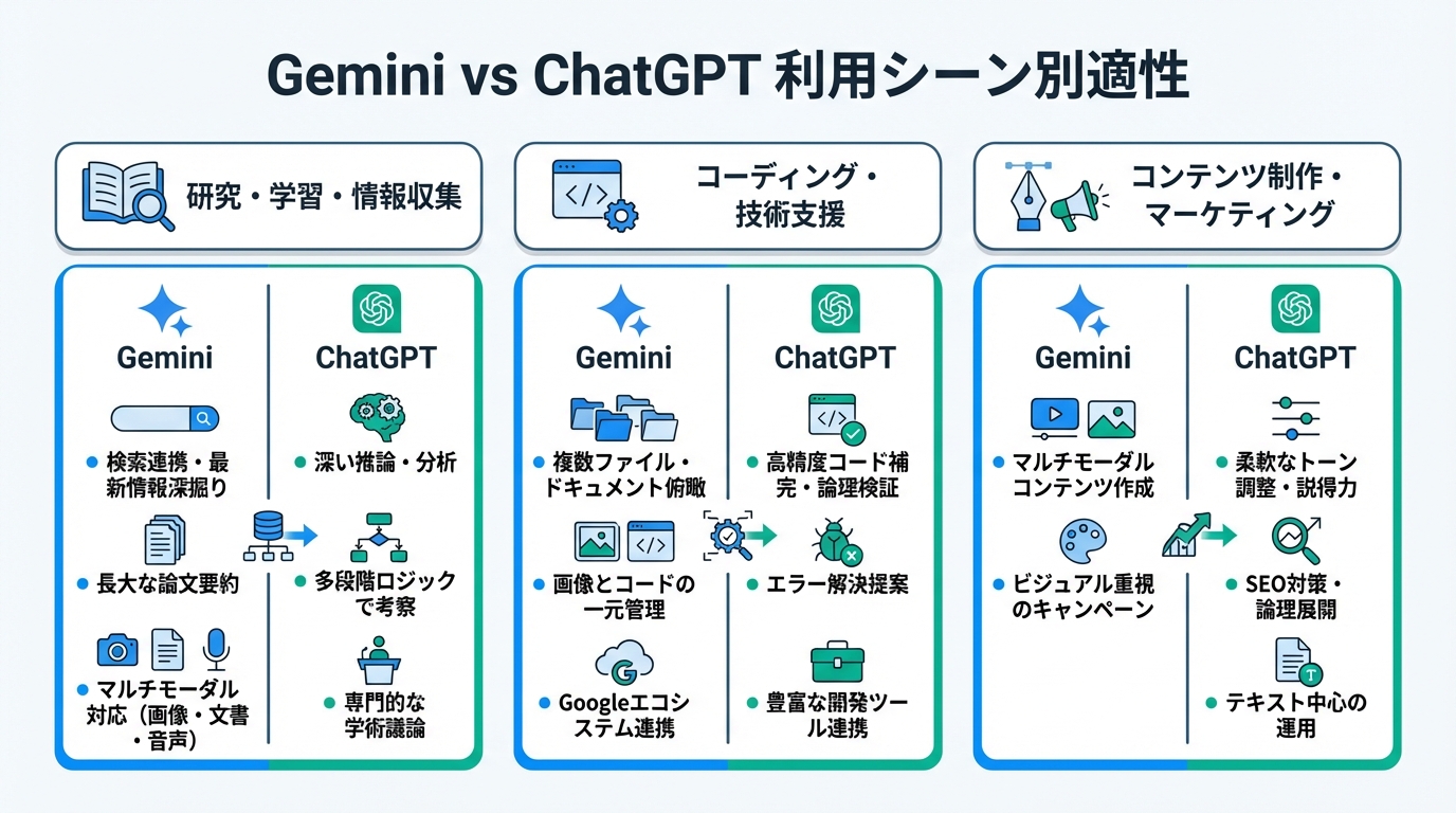 利用シーン別の向き不向き