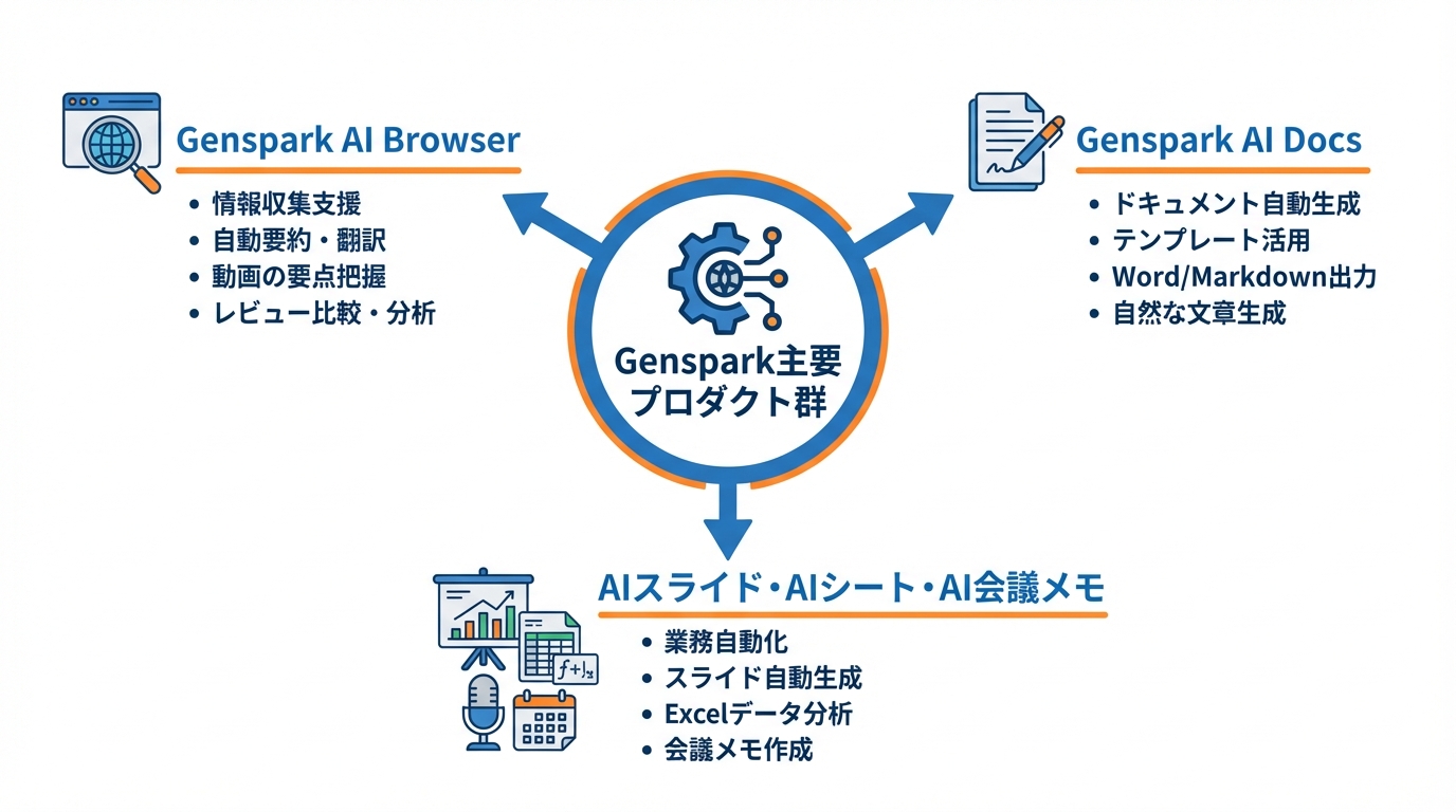 Gensparkの主要プロダクト群と機能