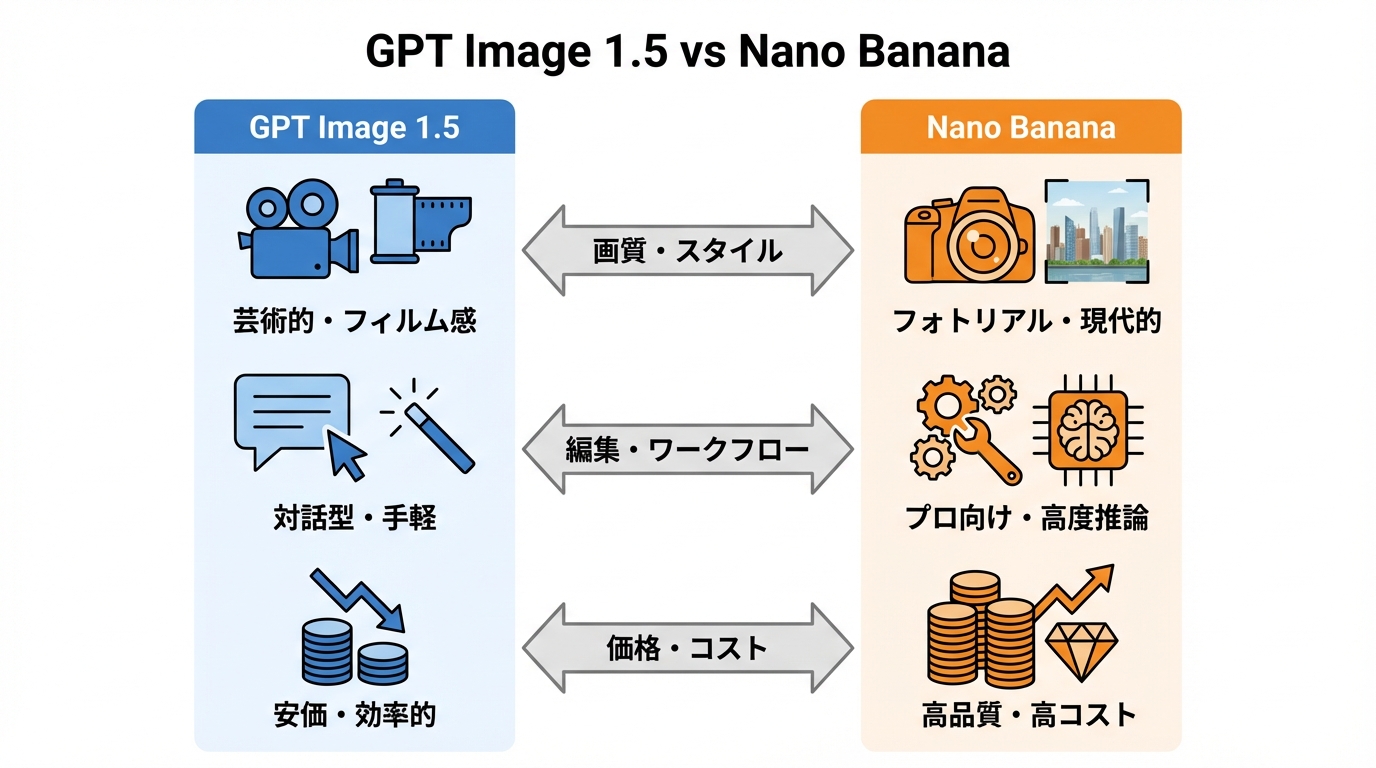 GPT Image 1.5とNano Bananaの比較ポイント