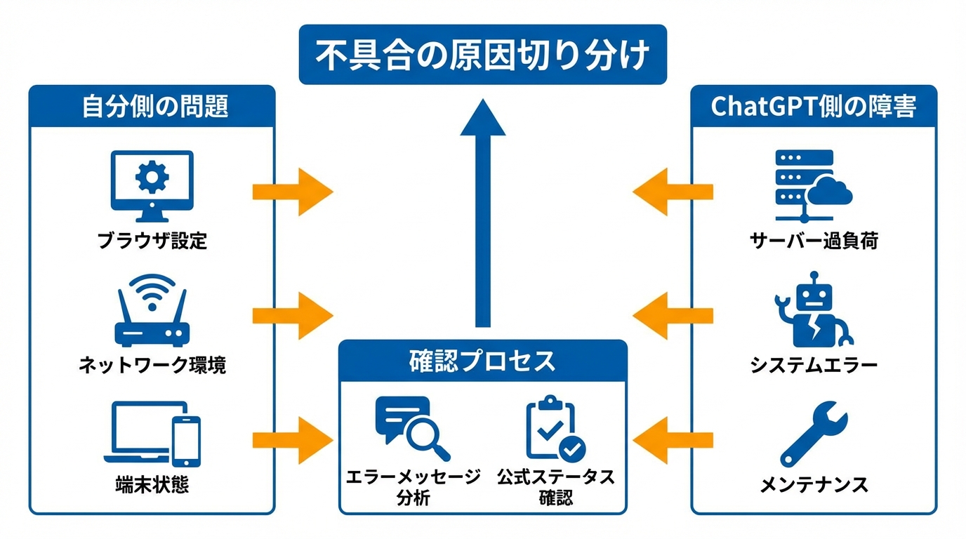 「自分側の不具合」と「ChatGPT側の障害」を切り分ける手順