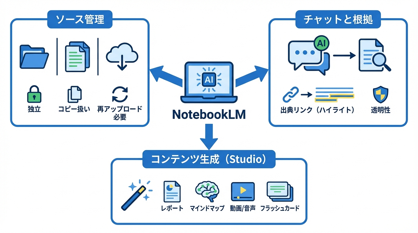 NotebookLMの基本機能と画面構成