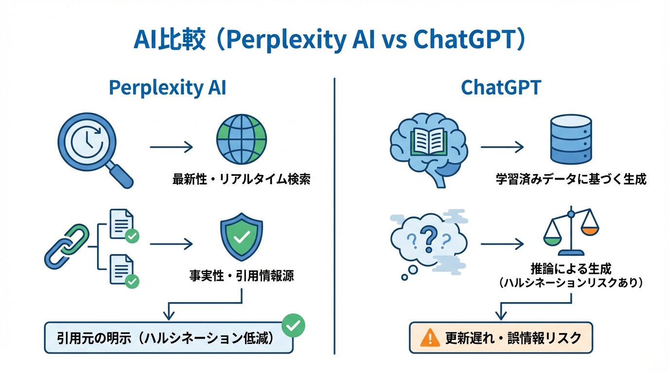 最新情報と事実性で比べるPerplexity AIとChatGPT
