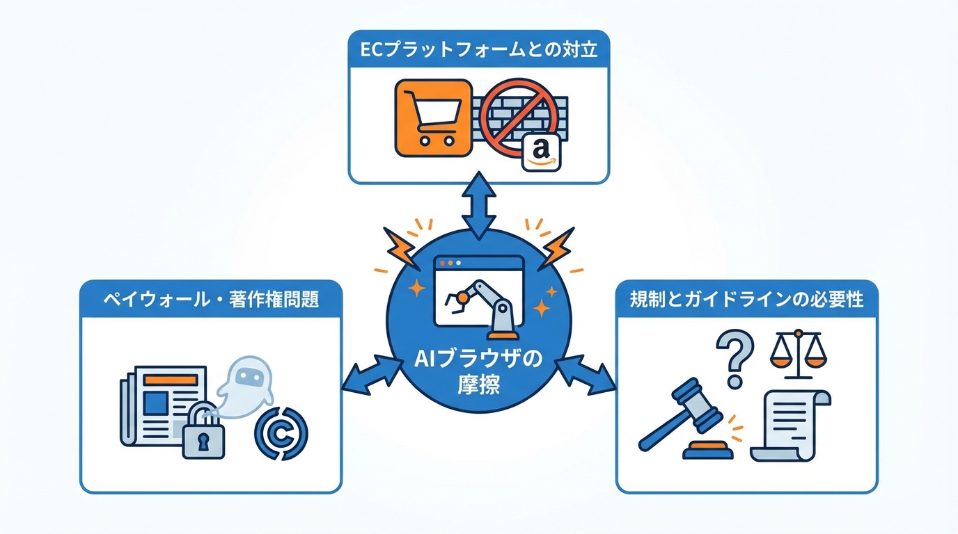 法的・倫理的論点とプラットフォームとの対立
