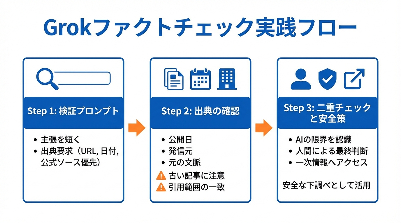 Grokでファクトチェックする実践手順（安全策込み）