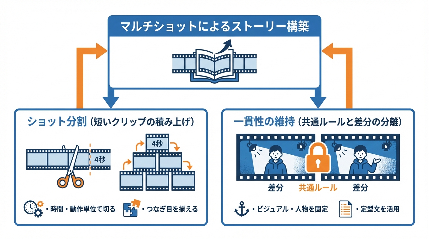 マルチショットとストーリーの組み立て