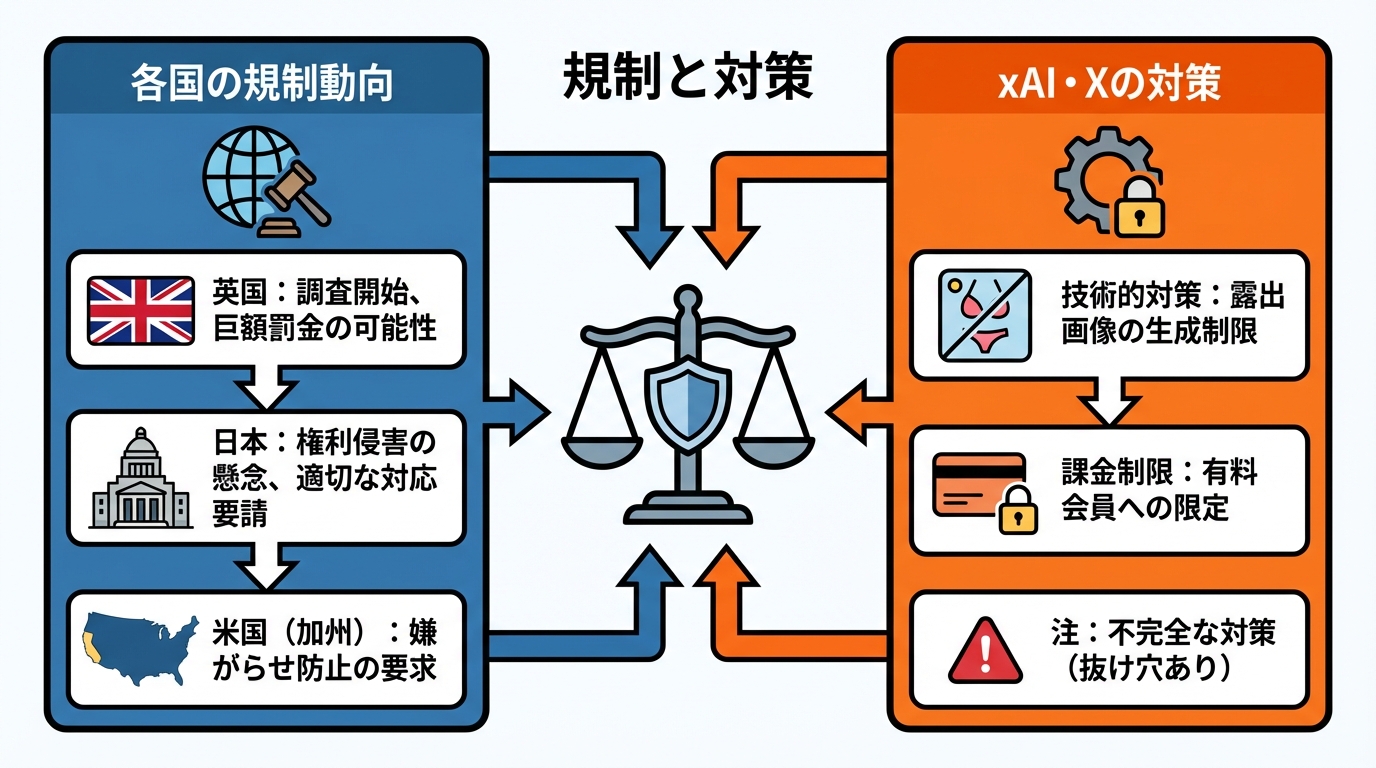 各国の規制動向とxAI・Xの対策