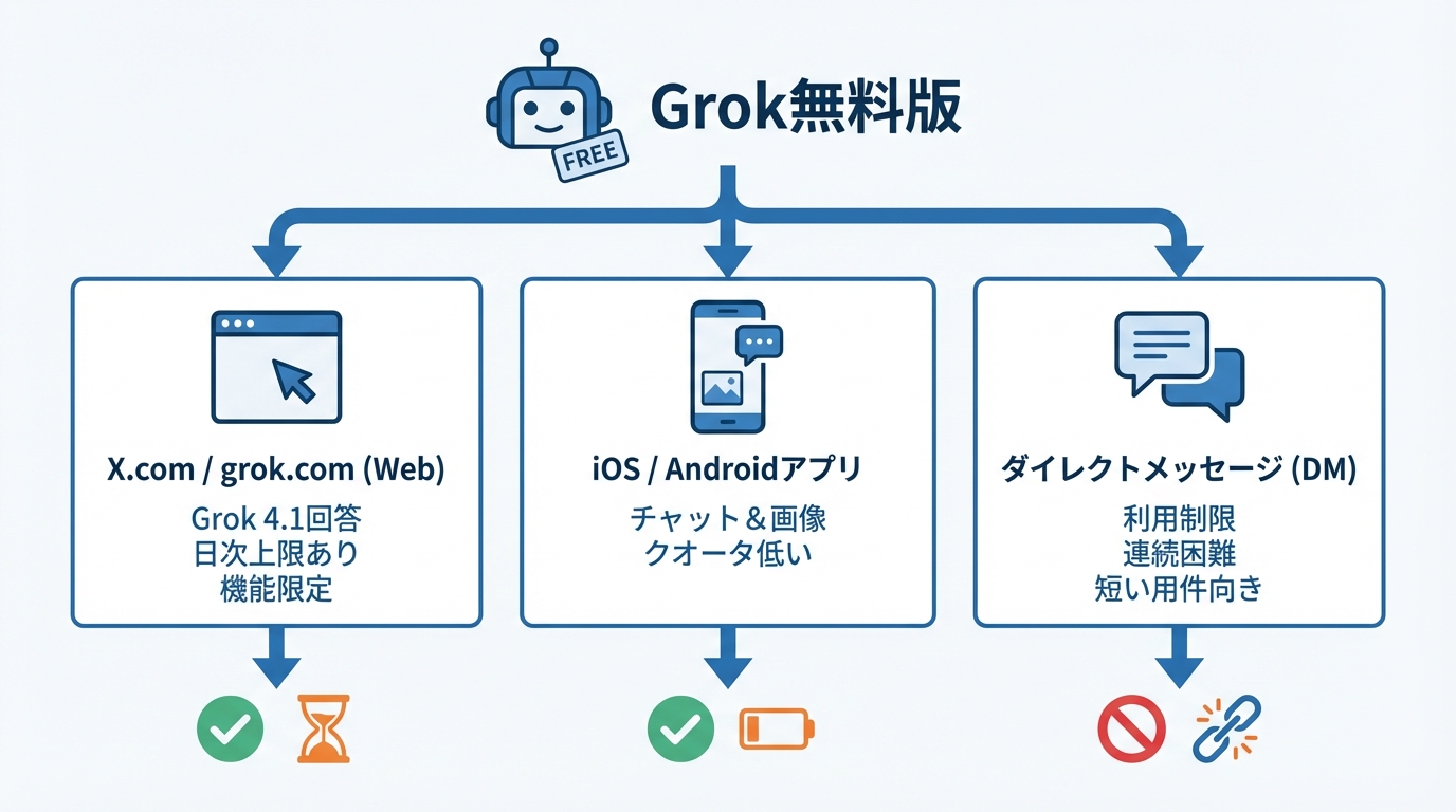 Grokの無料版はどこまで使える?使える場所・できることの範囲