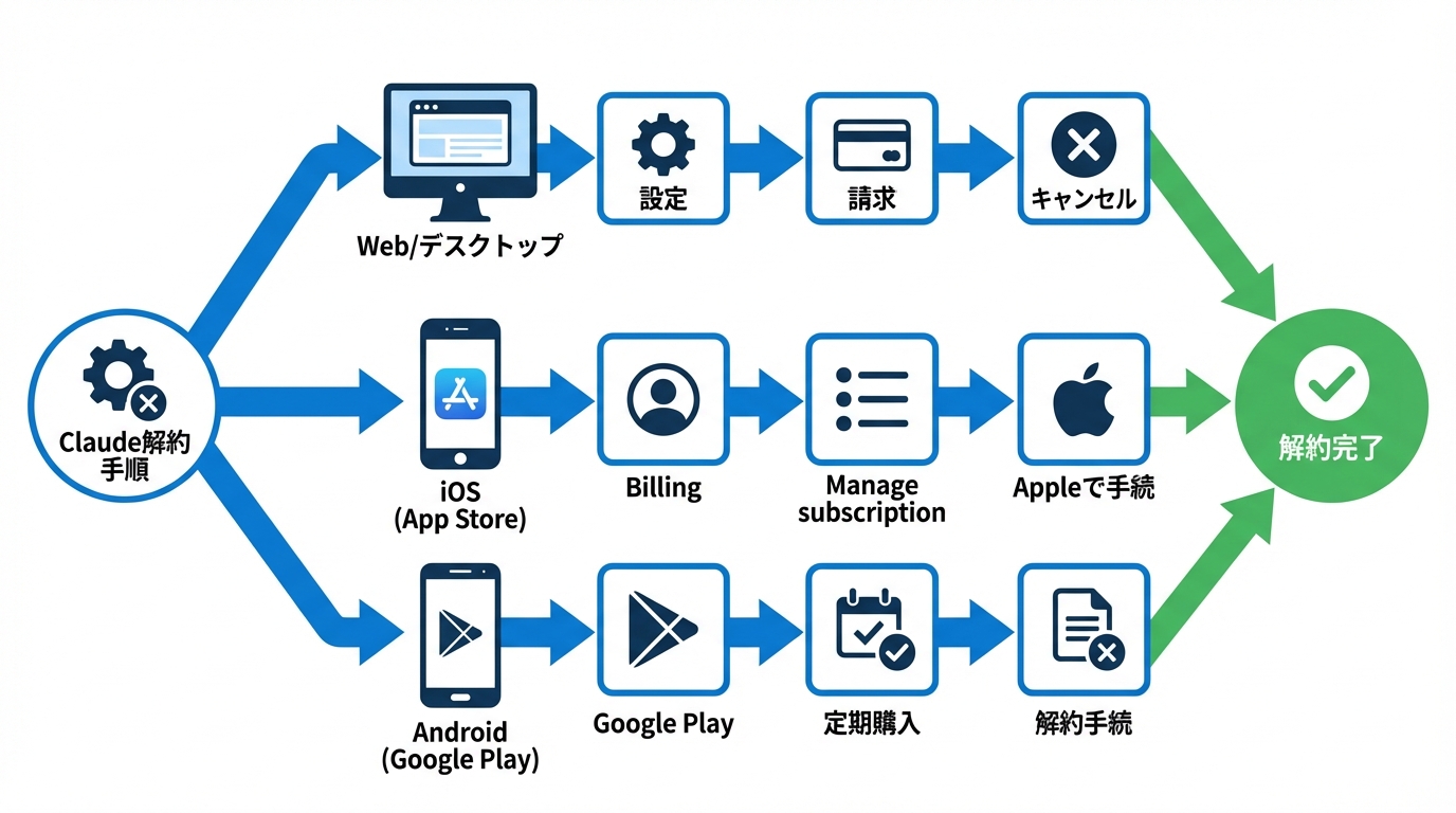 【デバイス別】Claudeの解約手順
