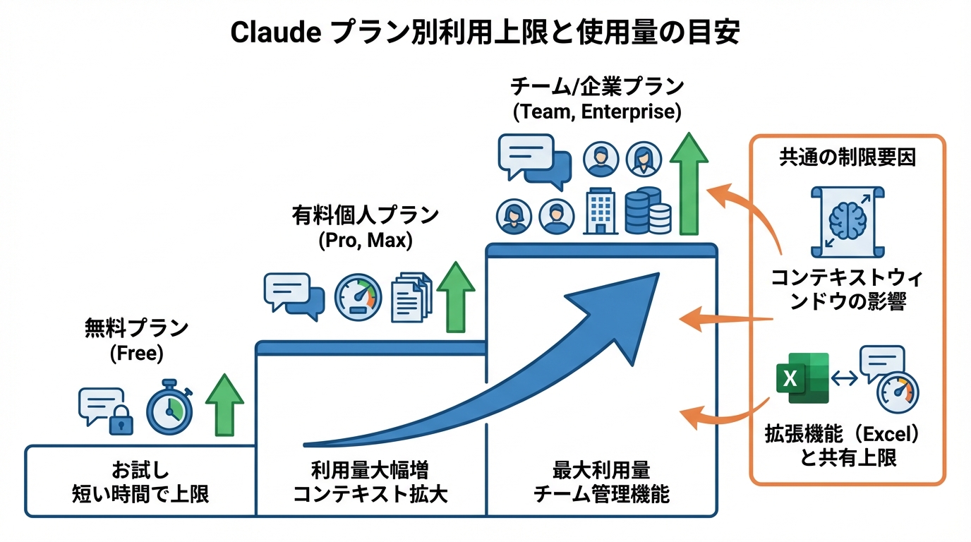 プラン別の利用上限と使用量の目安