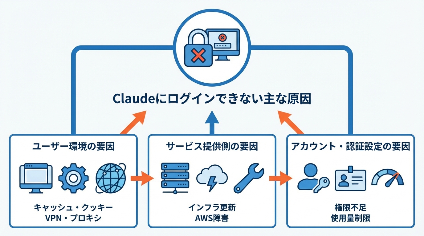 Claudeにログインできない主な原因の全体像