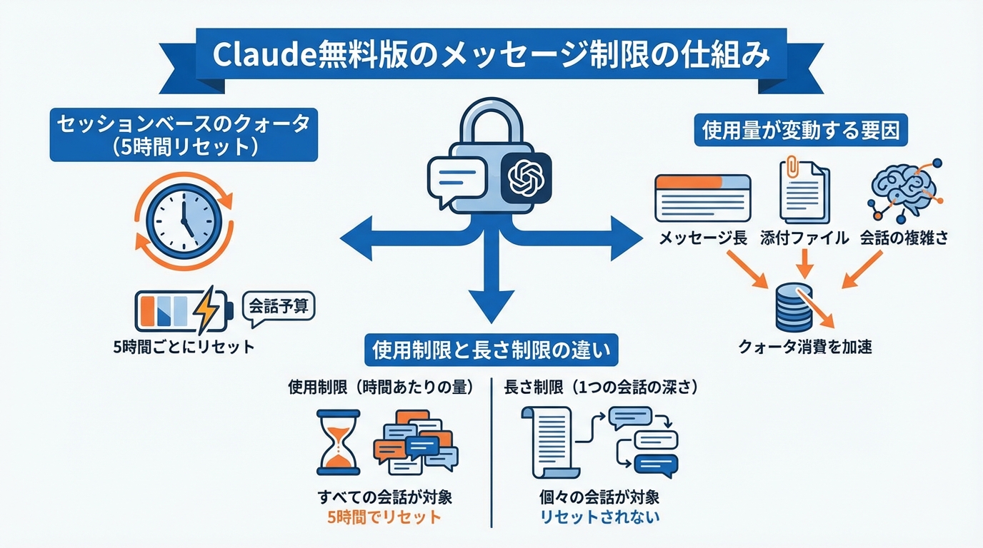 Claude無料版のメッセージ制限の仕組み