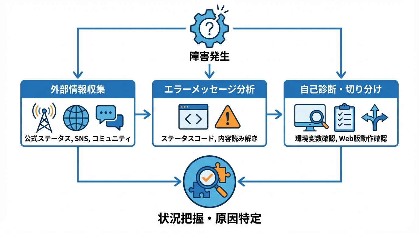 障害発生時の原因確認と状況把握の手順