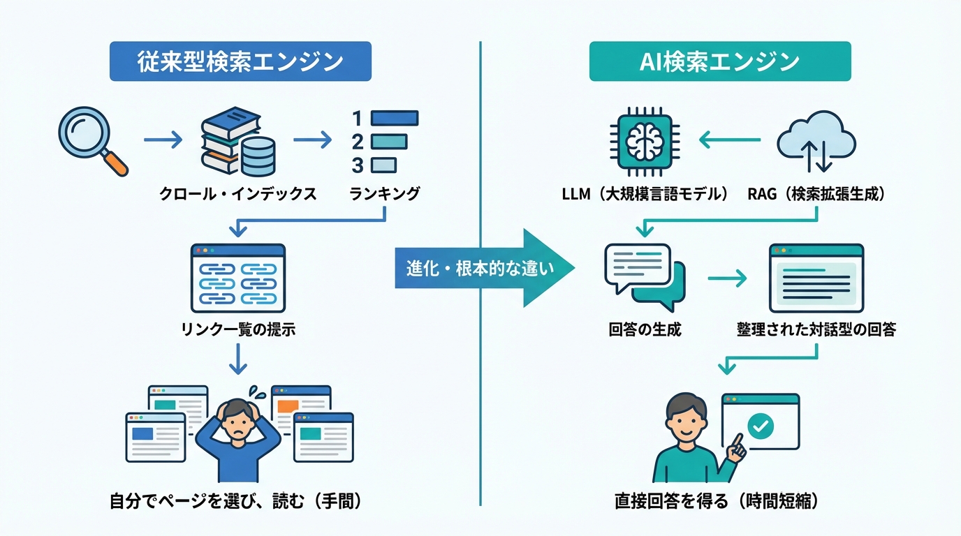 AI検索エンジンとは？従来の検索エンジンとの根本的な違い