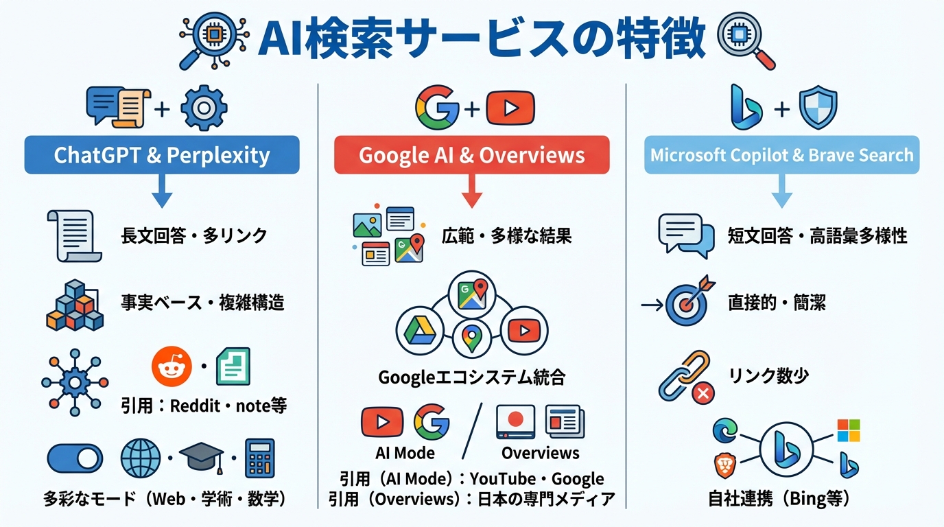 主要8サービスの特徴一覧