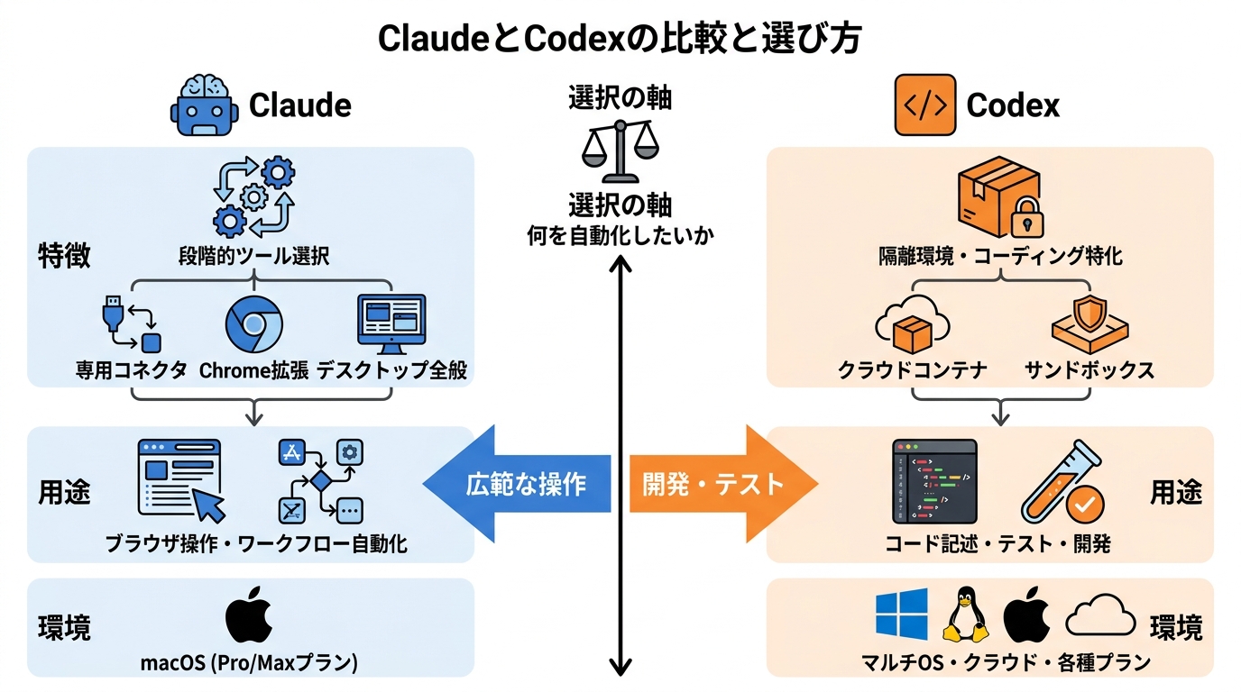ClaudeとCodexの比較と選び方