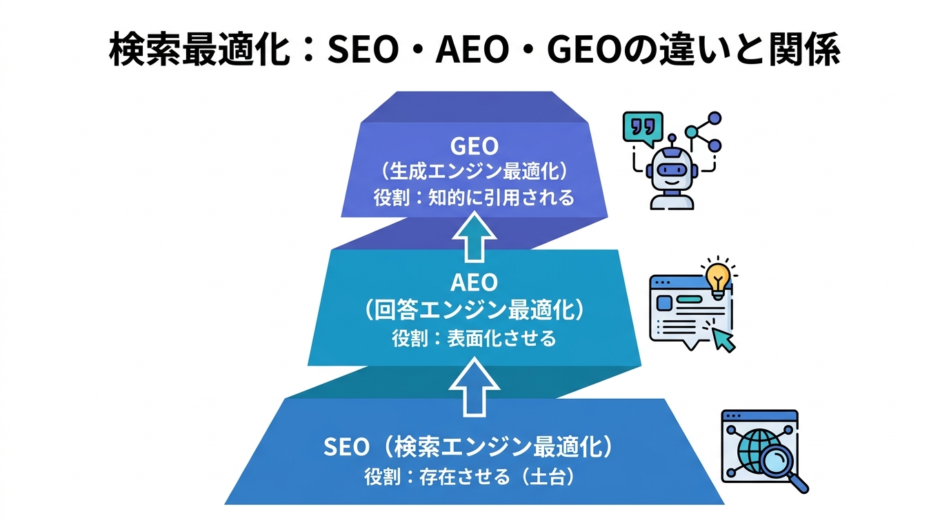 GEO・AEOとの違いと関係