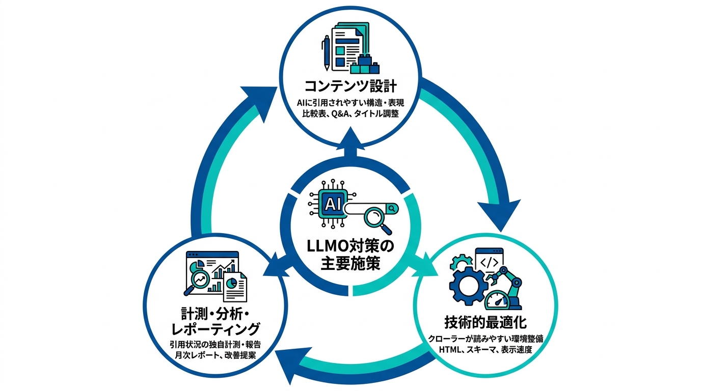 LLMO対策会社の主な施策
