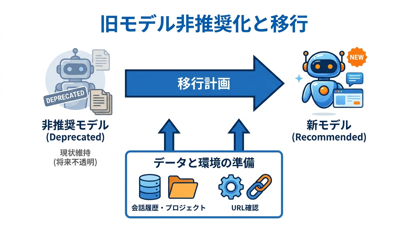 旧モデル非推奨化とデータ移行