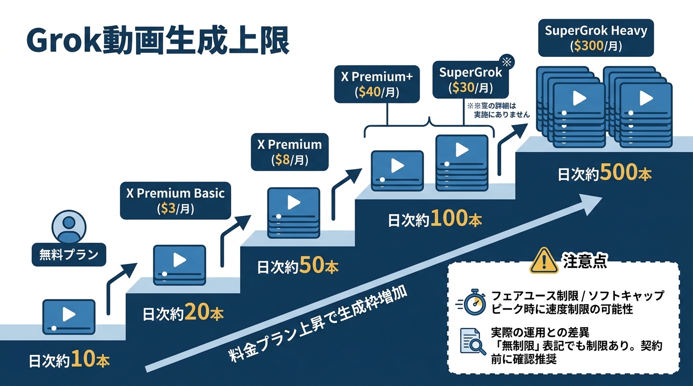 料金プラン別の動画生成上限