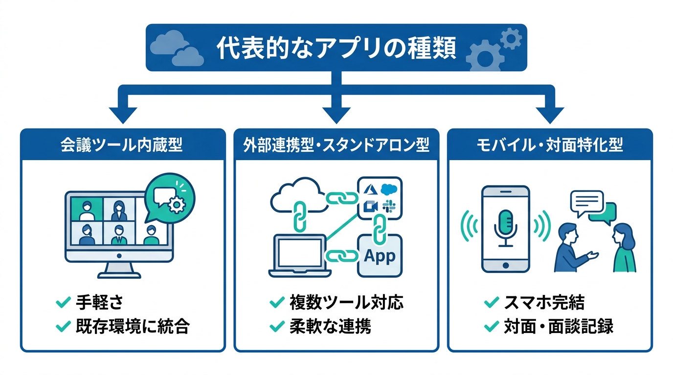 代表的なアプリの種類と特徴
