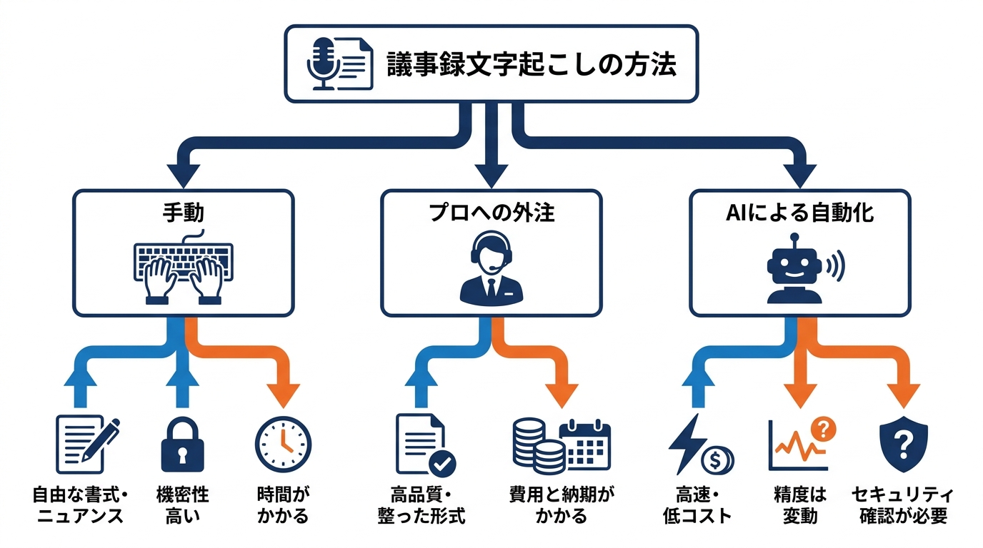 議事録文字起こしの3つの方法