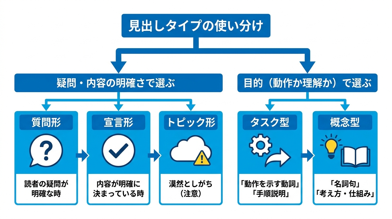 見出しタイプ別の使い分け