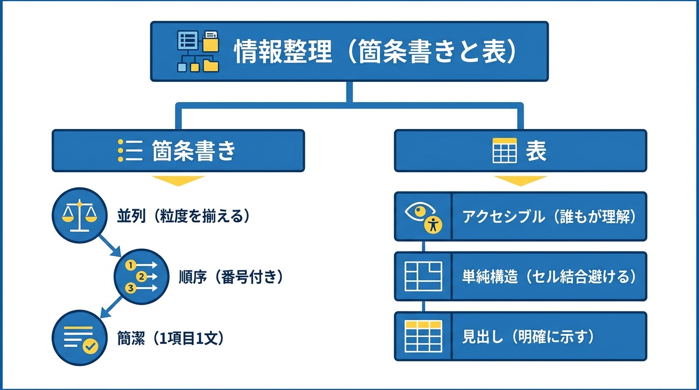 ポイント3 箇条書きと表による情報整理