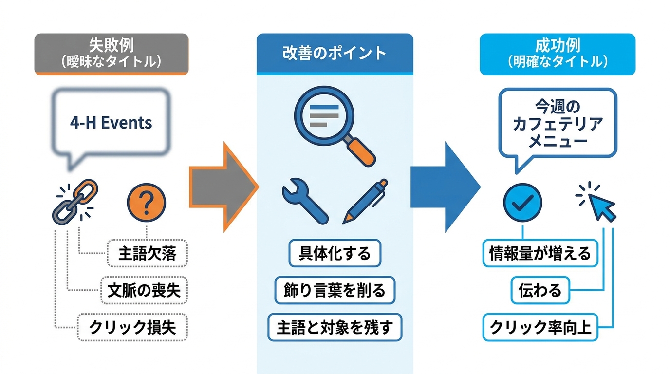 主語が曖昧なタイトルの失敗例と改善