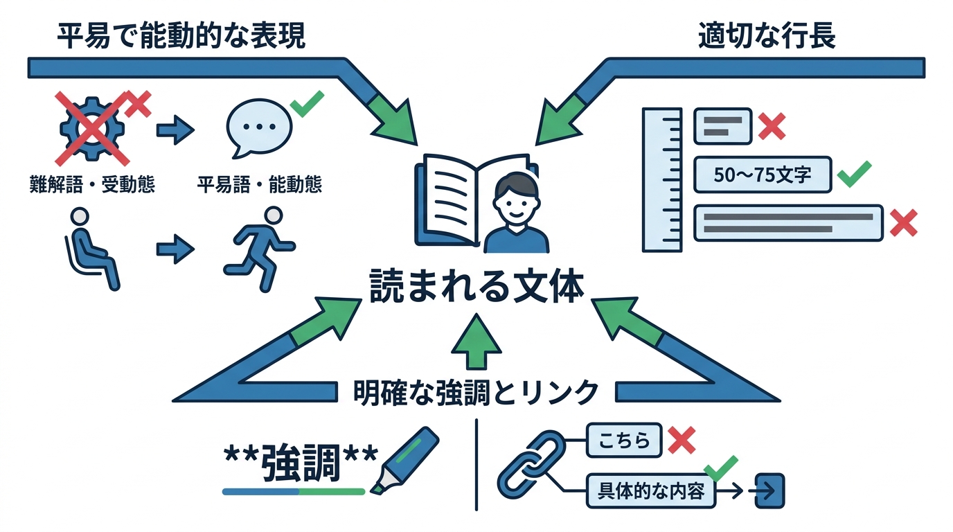 読まれる記事における文体と言葉選び