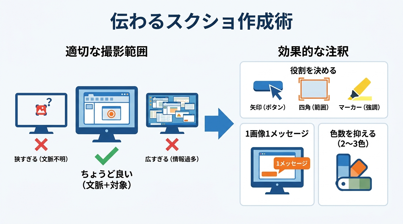 伝わるスクショの撮り方と注釈のコツ