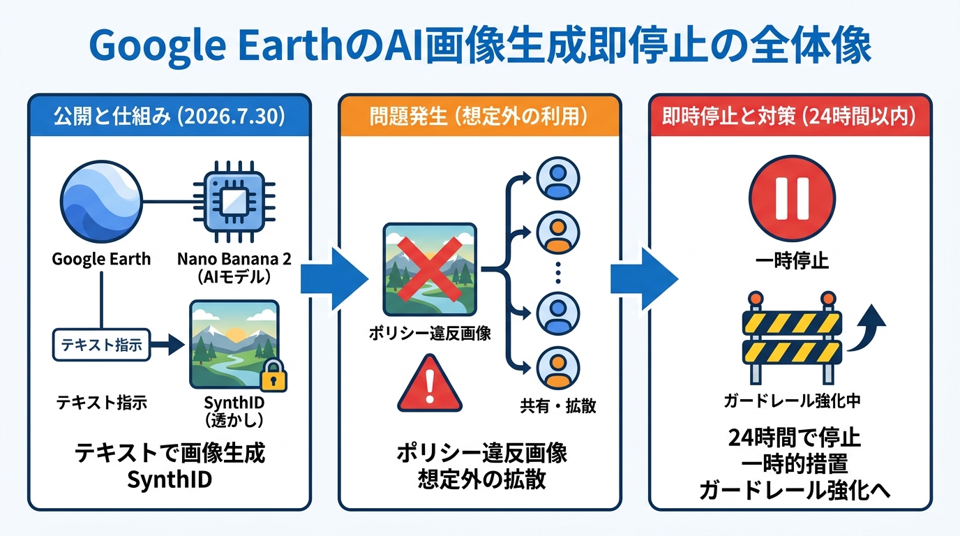 Google EarthのAI画像生成即停止の全体像