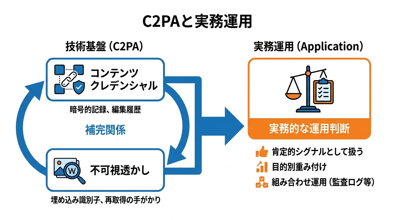 C2PAとの補完関係と実務への影響
