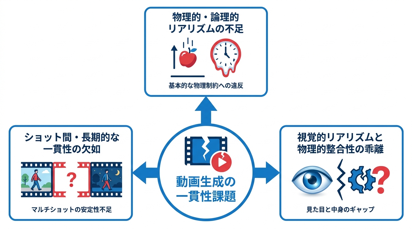 動画生成に残る一貫性の課題