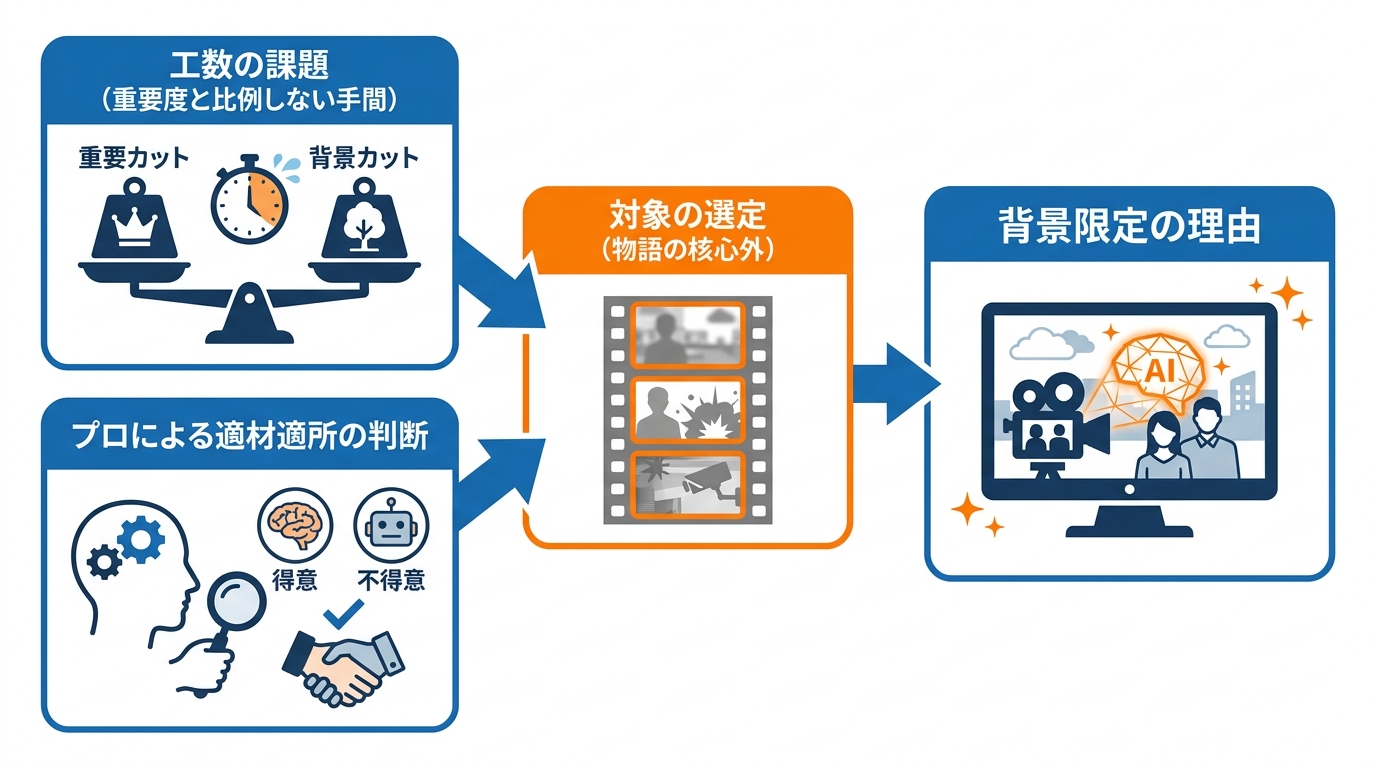 全面ではなく背景に限った理由
