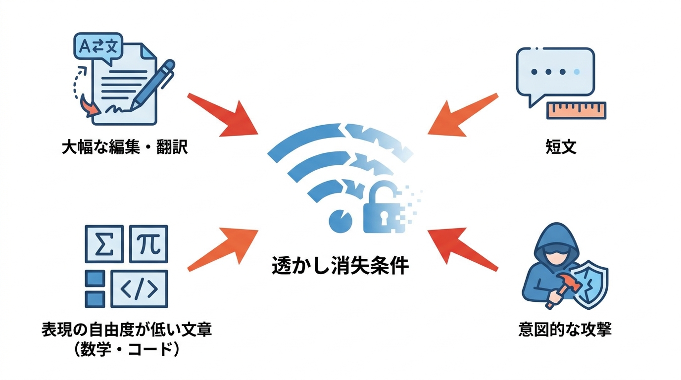 透かしが消えやすい条件